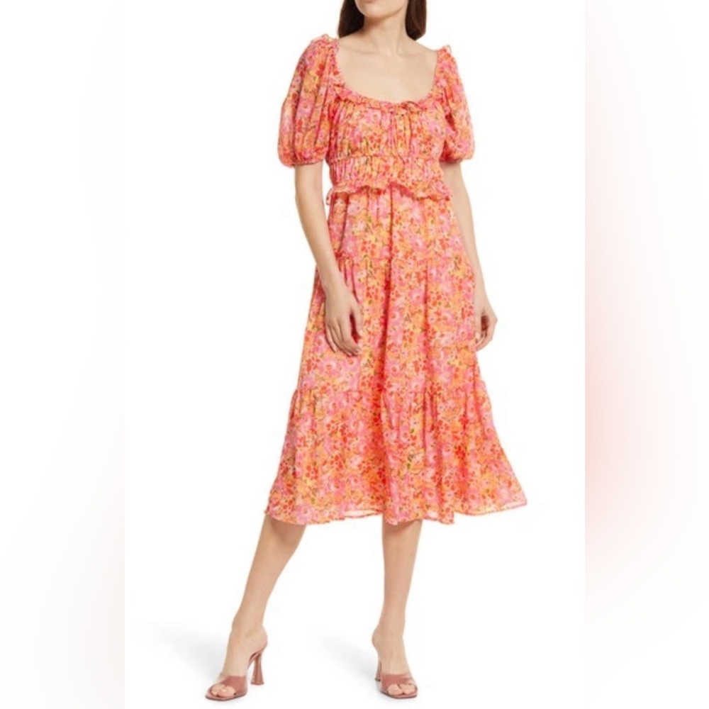 NSR Pink and Orange Floral Dress
